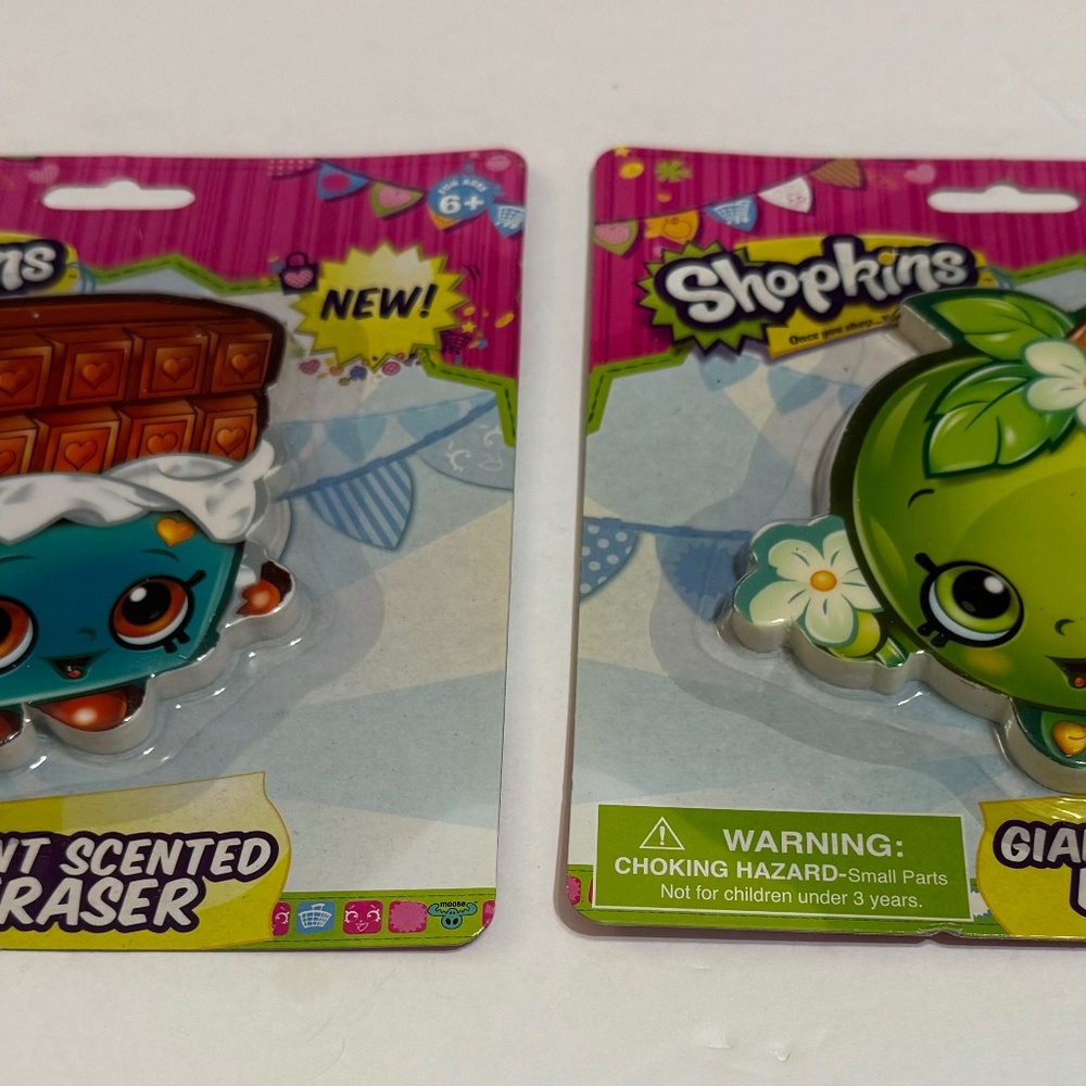 2PC set,Shopkins Eraser Giant Scented Eraser Ages 6+ NEW